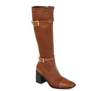 Women's Riding Boots Style by Journee Gaibree Tru Comfort Brown Size 7 Wide Calf